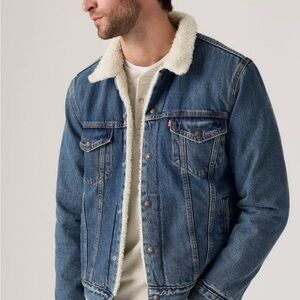 Levi's Blue Denim Jacket with White Sherpa Collar